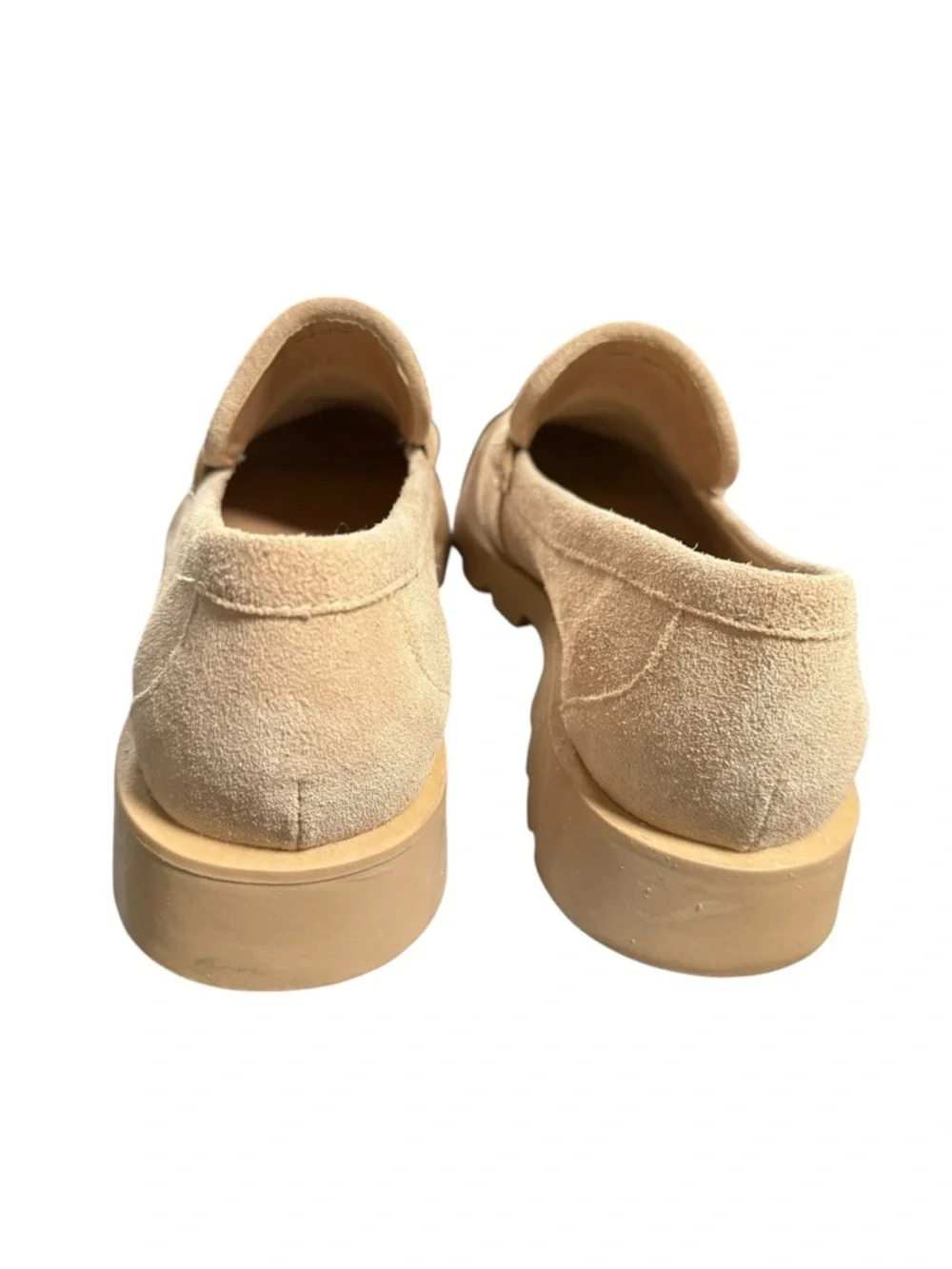 Dolce Vita Chunky Suede Loafers Platform Lug Sole Beige Size 11